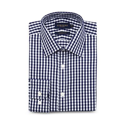 Osborne Navy gingham shirt with extra-long sleeves and body